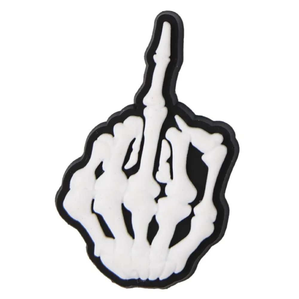 Croc Charm White Skeleton Middle Finger